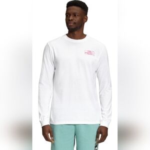 THE NORTH FACE Men's Long Sleeve Graphic Injection Tee, TNF White/Brlntcrl,Large